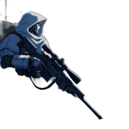 weapon, robot, staff, concept art, cyberpunk, 3d render, pixel art, blue transparent PNG cut-out