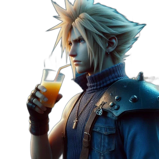 jacket, concept art, 3d render, individual, spiky, blonde, hair, wears transparent PNG cut-out