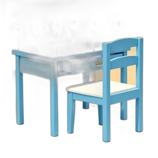 furniture, 3d render, photorealistic, concept art, blue, pastel, desk, closed transparent PNG cut-out