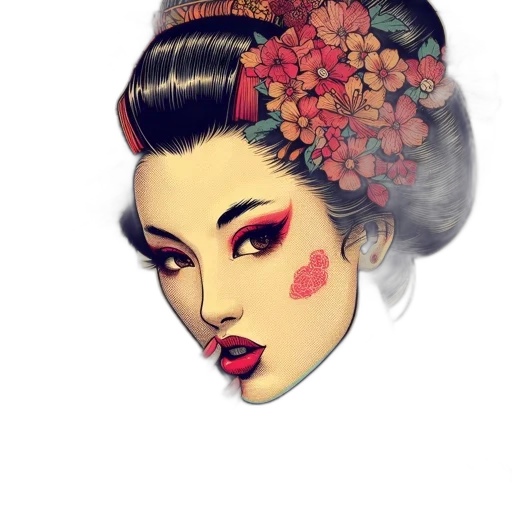 face, crown, mask, flower, fantasy art, photorealistic, concept art, watercolor transparent PNG cut-out