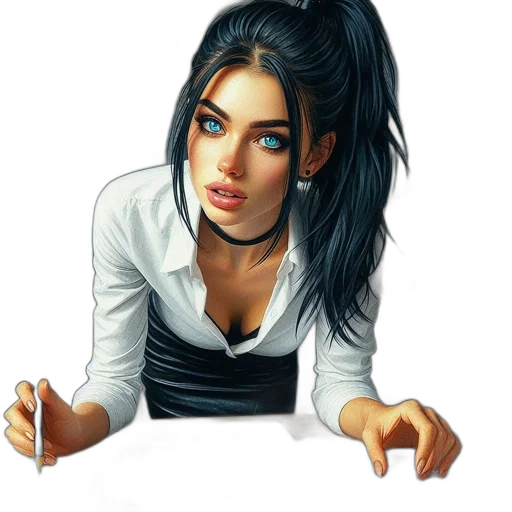 jewelry, face, staff, photorealistic, comic book art, fantasy art, concept art, woman transparent PNG cut-out
