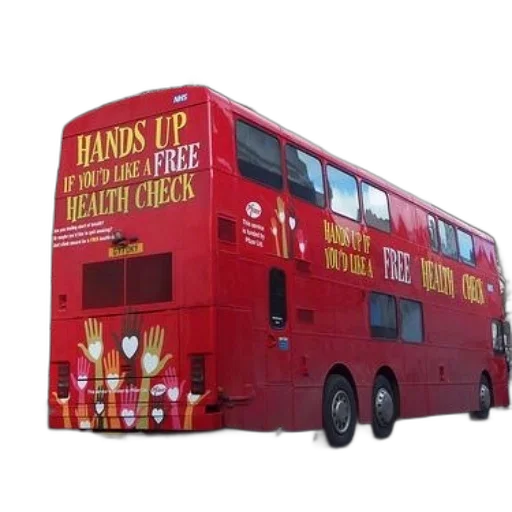 red, double-decker, bus, offers, free, health, checks, passengers transparent PNG cut-out