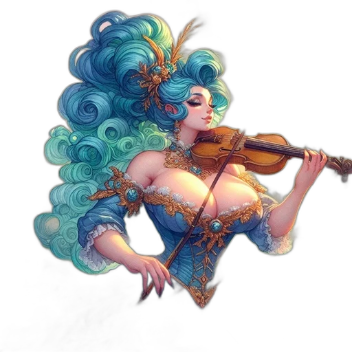 fantasy art, concept art, watercolor, pixel art, blue, elegant, woman, turquoise transparent PNG cut-out