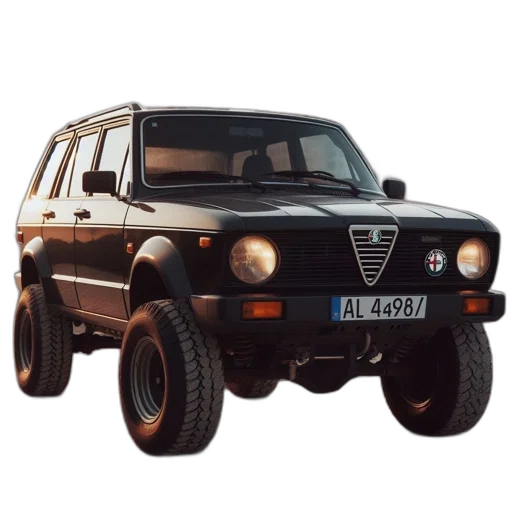 car, photorealistic, 3d render, old, alfa, romeo, license, plate transparent PNG cut-out