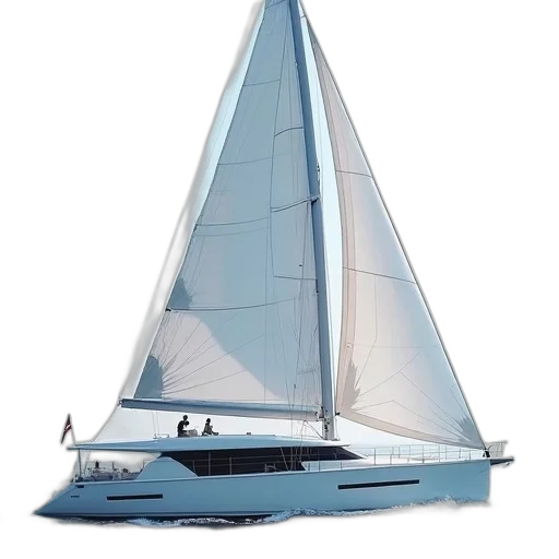 3d render, photorealistic, modern, sailboat, sleek, design, large, white transparent PNG cut-out
