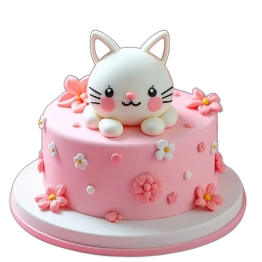 food, 3d render, photorealistic, pastel, very, cute, kitty, cake transparent PNG cut-out