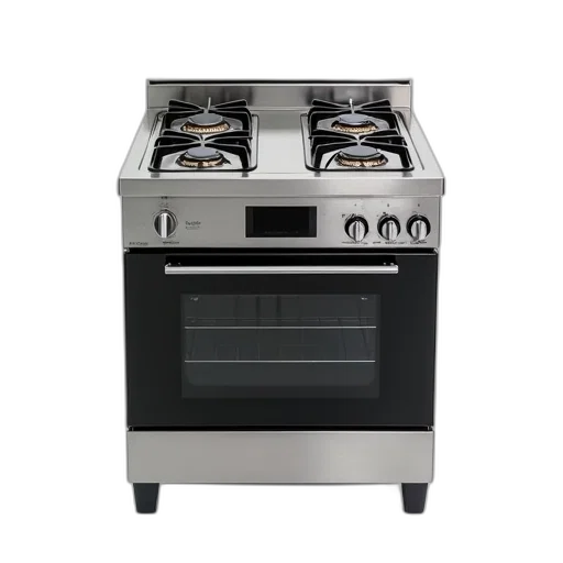 sleek, modern, stainless, steel, gas, stove, smooth, flat transparent PNG cut-out