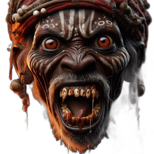 face, mask, creature, staff, photorealistic, concept art, fantasy art, 3d render transparent PNG cut-out