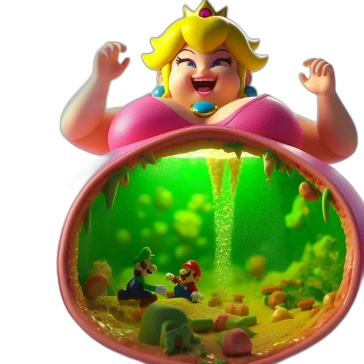3d render, concept art, underwater, joyful, princess-like, figure, resembling, peach transparent PNG cut-out