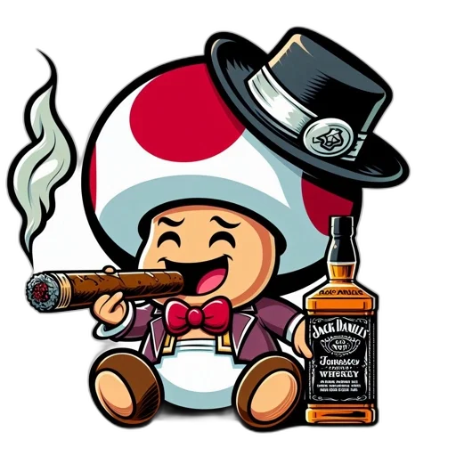 bottle, pixel art, cartoon, concept art, humorous, toad, smokes, cigar transparent PNG cut-out