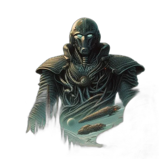 mask, creature, robot, face, concept art, fantasy art, comic book art, watercolor transparent PNG cut-out