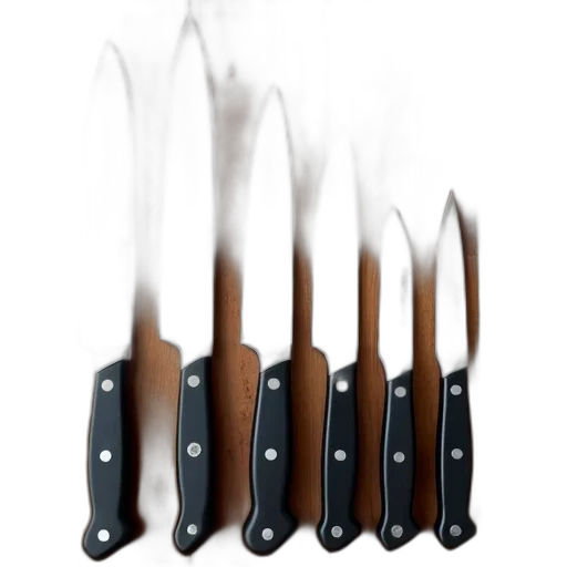 staff, weapon, set, six, kitchen, knives, black, handles transparent PNG cut-out