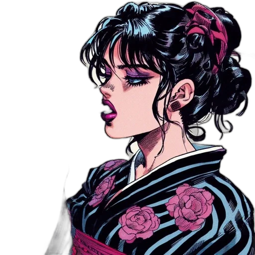 face, dress, flower, jacket, anime, vaporwave, comic book art, fantasy art transparent PNG cut-out