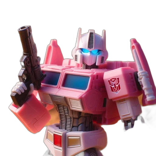 robot, weapon, staff, 3d render, vaporwave, concept art, pink, white transparent PNG cut-out