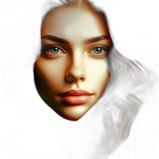 face, mask, jewelry, hair, photorealistic, fantasy art, oil painting, concept art transparent PNG cut-out