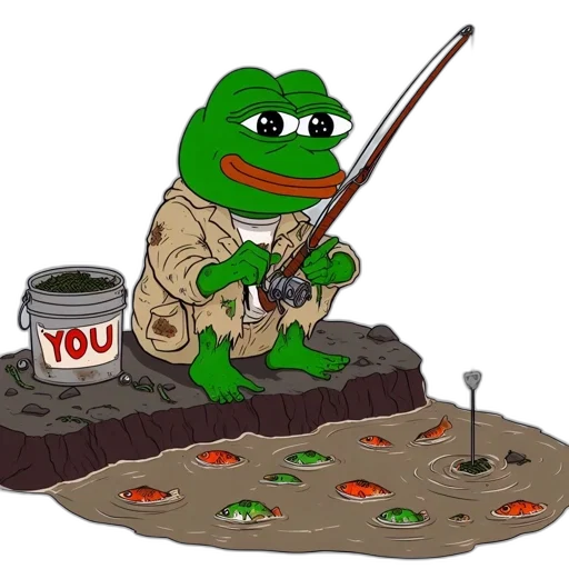 weapon, food, cartoon, frog, fishes, rocky, outcrop, holding transparent PNG cut-out