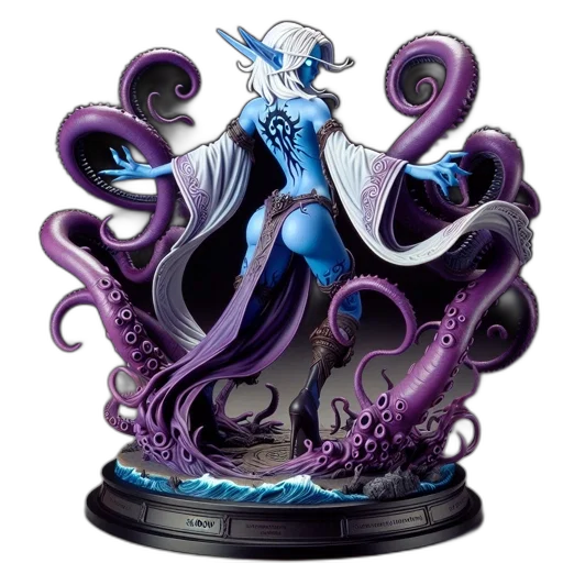 concept art, fantasy art, blue, detailed, figurine, features, fantasy, character transparent PNG cut-out
