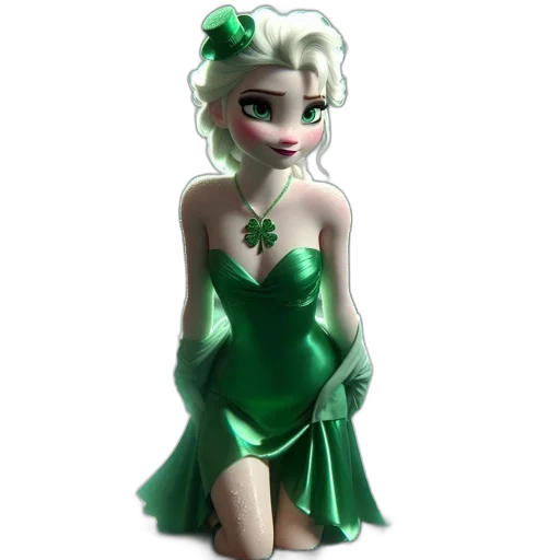 dress, jewelry, staff, concept art, fantasy art, 3d render, pixel art, green transparent PNG cut-out