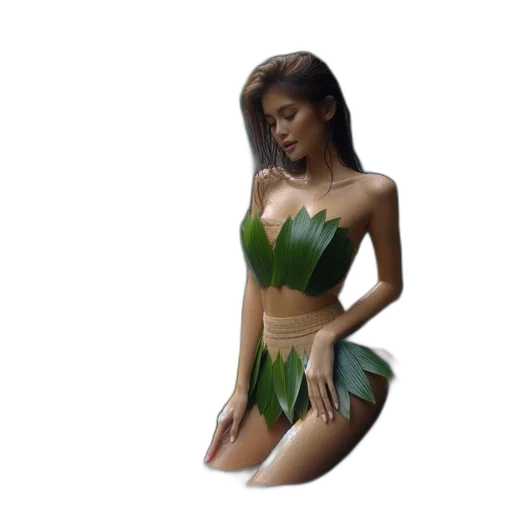 dress, fantasy art, 3d render, concept art, pixel art, forest, underwater, green transparent PNG cut-out