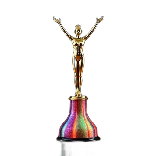 staff, 3d render, golden, trophy, figure, female, gymnast, top transparent PNG cut-out