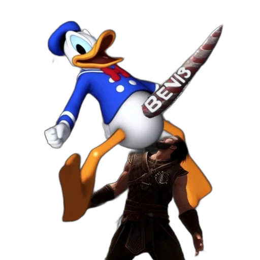 weapon, staff, sword, animal, concept art, 3d render, pixel art, donald transparent PNG cut-out