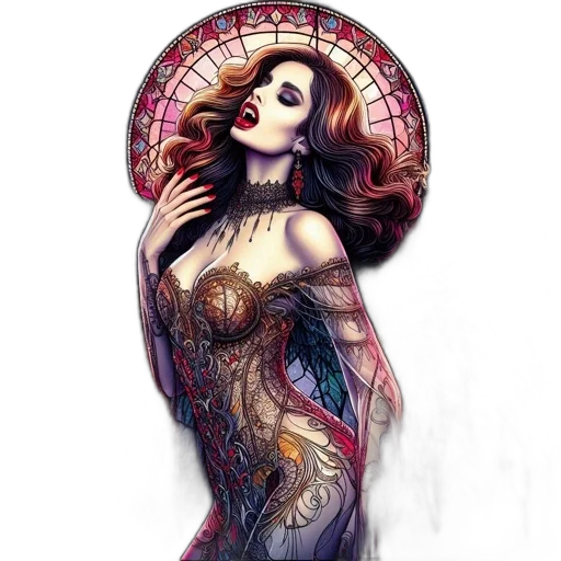 dress, jewelry, fantasy art, concept art, comic book art, watercolor, dark, red transparent PNG cut-out