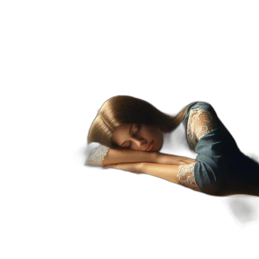 furniture, shoes, photorealistic, 3d render, concept art, oil painting, woman, sleeps transparent PNG cut-out
