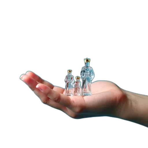 robot, staff, 3d render, concept art, outer space, hand, holding, small transparent PNG cut-out