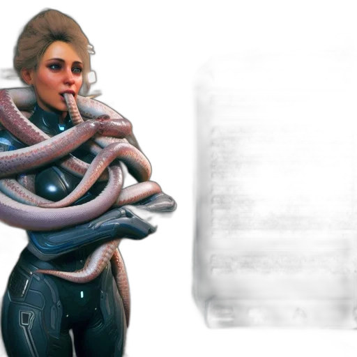 creature, hair, animal, staff, concept art, 3d render, cyberpunk, photorealistic transparent PNG cut-out
