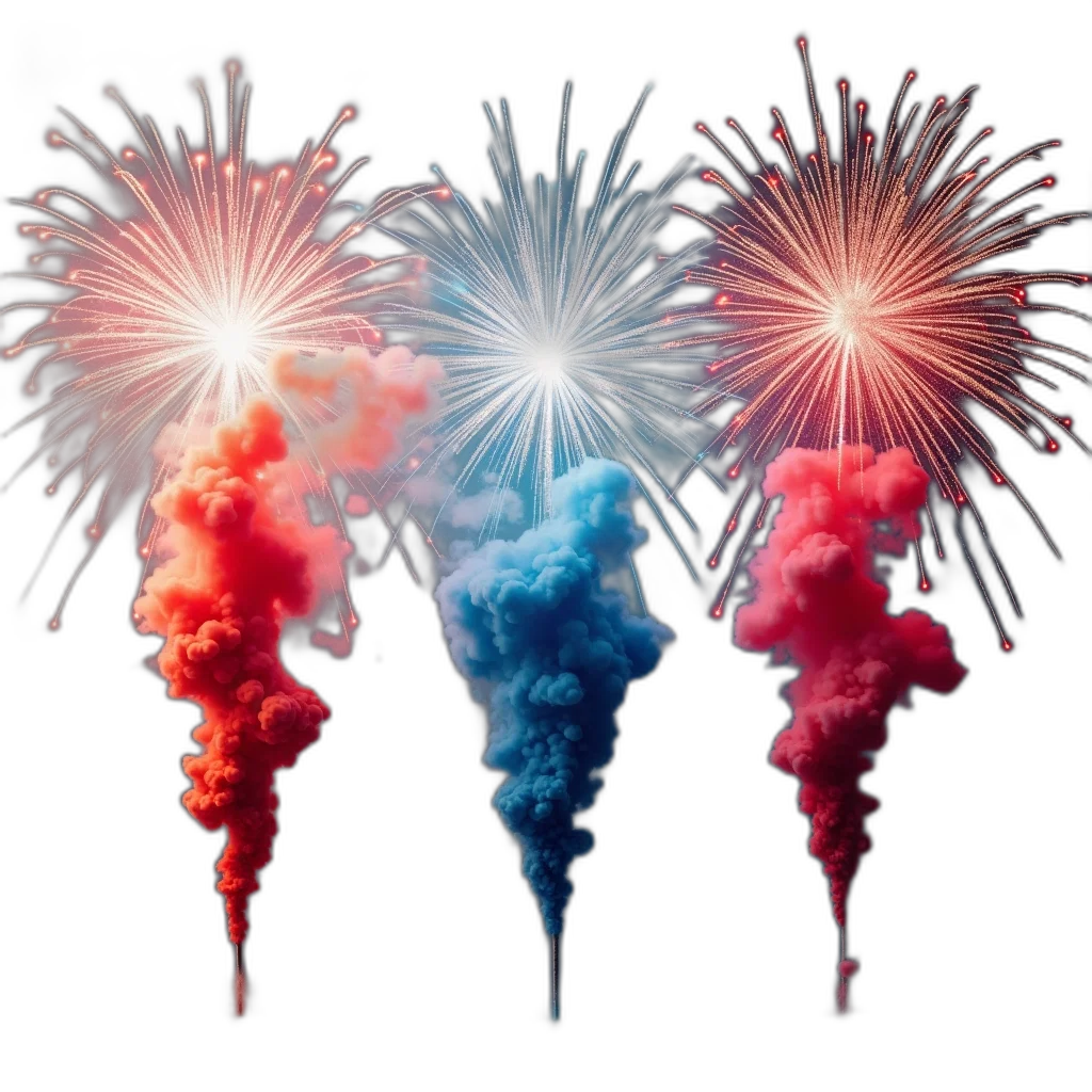 fire, second, image, shows, same, three, firework, explosions transparent PNG cut-out