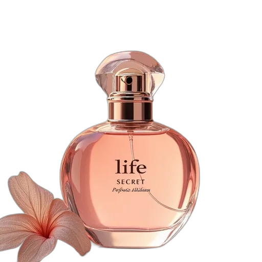 bottle, photorealistic, life, secret, eau, parfum, 100ml transparent PNG cut-out