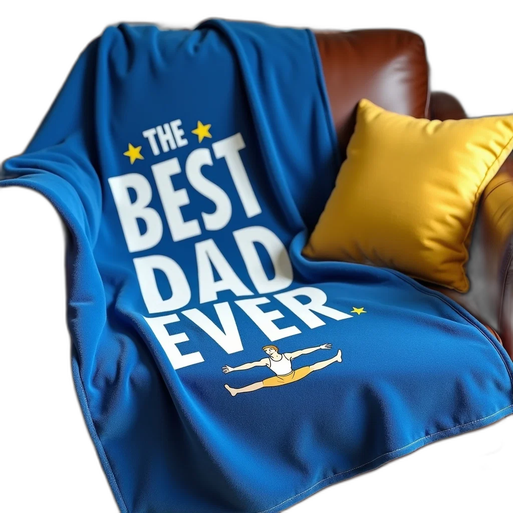 furniture, blue, blanket, words, best, dad, ever, gymnast transparent PNG cut-out