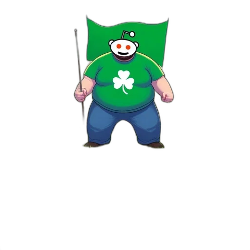 staff, cartoon, pixel art, green, large, stylized, character, shirt transparent PNG cut-out
