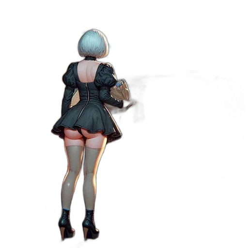 dress, robot, weapon, jacket, concept art, 3d render, anime, cyberpunk transparent PNG cut-out
