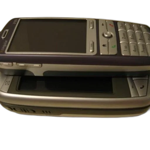 two, old, cell, phones, stacked, top, each, other transparent PNG cut-out