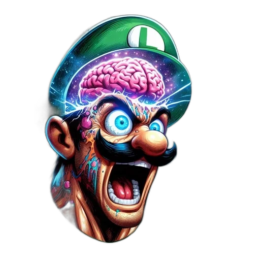 face, mask, hat, creature, concept art, 3d render, vaporwave, pixel art transparent PNG cut-out