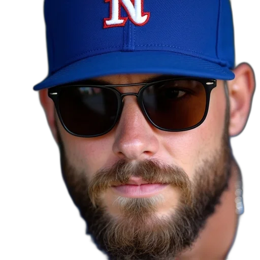 hat, face, creature, crown, photorealistic, close-up, baseball, player transparent PNG cut-out