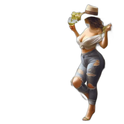 hat, concept art, fantasy art, watercolor, pixel art, earth tones, golden, woman transparent PNG cut-out