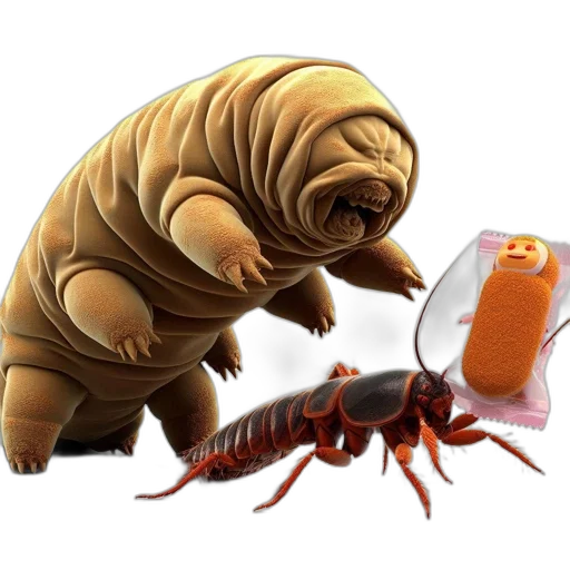 creature, animal, food, concept art, 3d render, outer space, intimidating, tardigrade-like transparent PNG cut-out