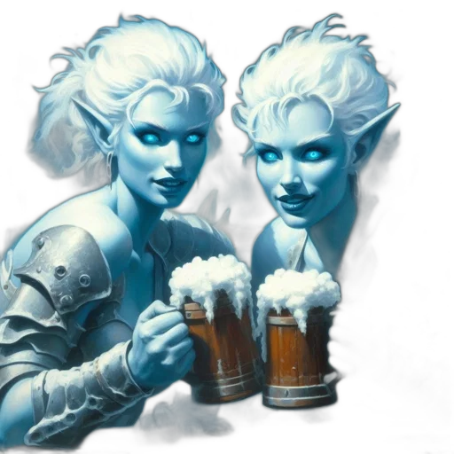 fantasy art, concept art, pixel art, comic book art, blue, two, elven, females transparent PNG cut-out