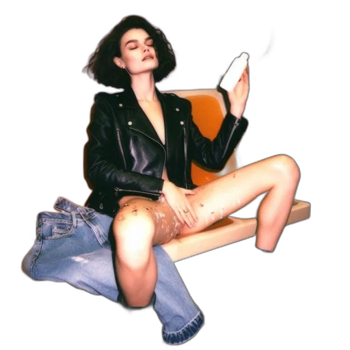 jacket, shoes, umbrella, dress, concept art, vaporwave, photorealistic, neon lights transparent PNG cut-out