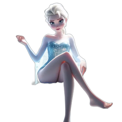 dress, crown, concept art, 3d render, fantasy art, cartoon, snow, blue transparent PNG cut-out
