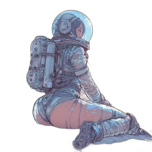 robot, jacket, dress, weapon, concept art, cyberpunk, watercolor, comic book art transparent PNG cut-out