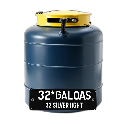 black, blue, water, storage, container, yellow, top, displayed transparent PNG cut-out