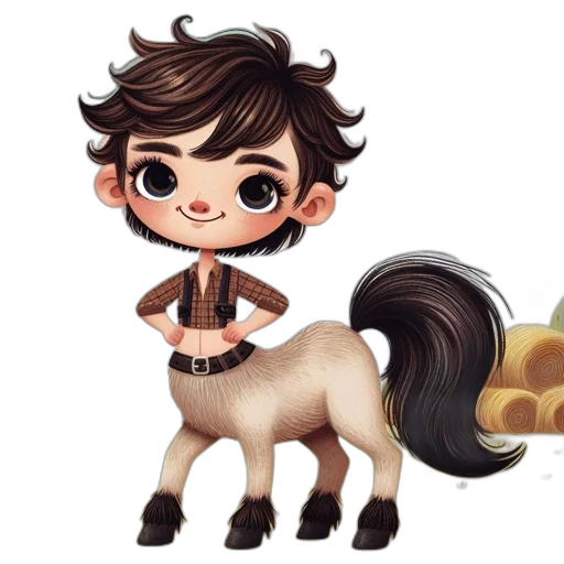 fantasy art, cartoon, concept art, anime, earth tones, anthropomorphic, boy-horse, hybrid transparent PNG cut-out