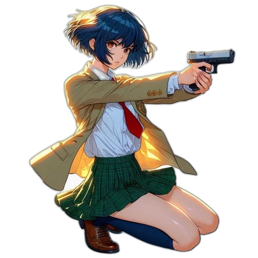 weapon, jacket, staff, animal, anime, concept art, pixel art, comic book art transparent PNG cut-out