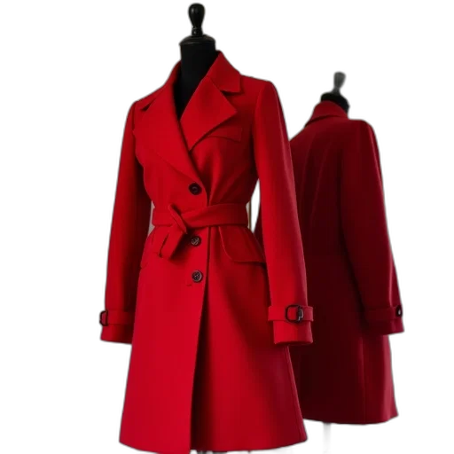jacket, dress, 3d render, red, coat, fitted, silhouette, high transparent PNG cut-out