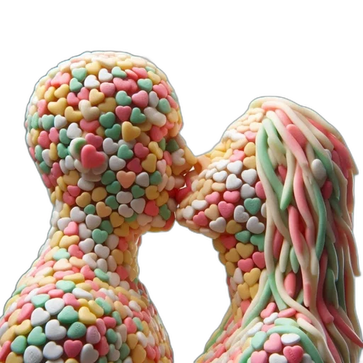 jewelry, food, 3d render, pastel, two, candy, heart, figures transparent PNG cut-out