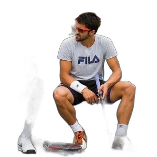robot, staff, two, tennis, players, sit, chairs, their transparent PNG cut-out
