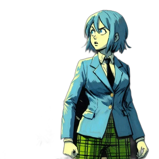 jacket, dress, staff, robot, concept art, anime, pixel art, comic book art transparent PNG cut-out